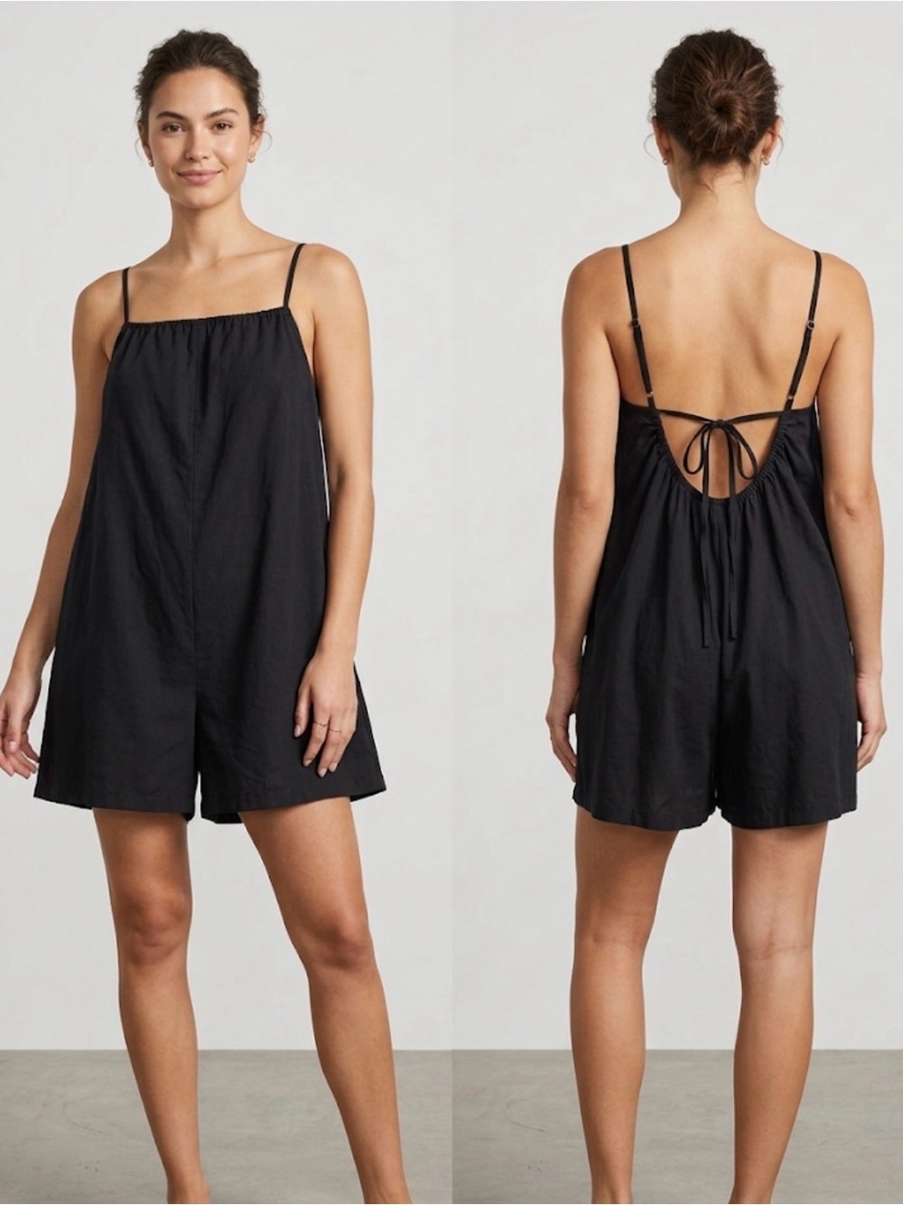 Dazy Black Spaghetti-Strap Tie-Back Romper - sz Small - NWT